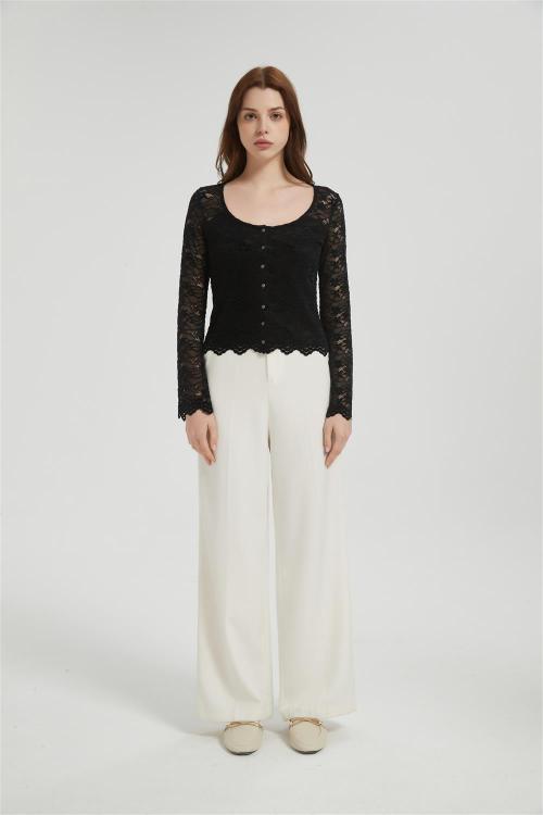 Womens Lace Floral Long Sleeve Mesh Tops | Custom Sheer Blouse Sexy See Through Layering Top Shirts