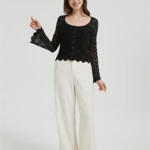 Womens Lace Floral Long Sleeve Mesh Tops | Custom Sheer Blouse Sexy See Through Layering Top Shirts
