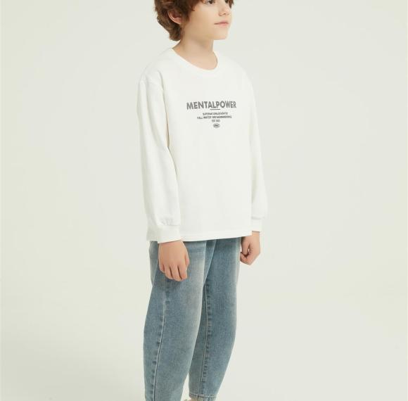 Custom Boys Letter Graphic Print Round Neck Sweatshirt Fall Spring Pullover Tops