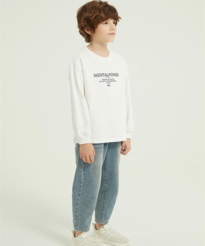 Custom Boys Letter Graphic Print Round Neck Sweatshirt Fall Spring Pullover Tops