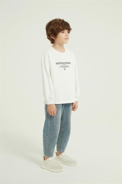 Custom Boys Letter Graphic Print Round Neck Sweatshirt Fall Spring Pullover Tops