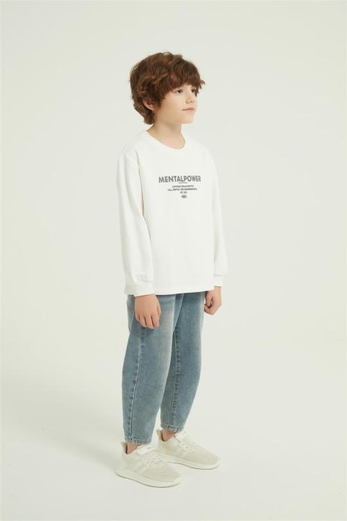 Custom Boys Letter Graphic Print Round Neck Sweatshirt Fall Spring Pullover Tops