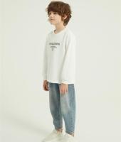 Custom Boys Letter Graphic Print Round Neck Sweatshirt Fall Spring Pullover Tops