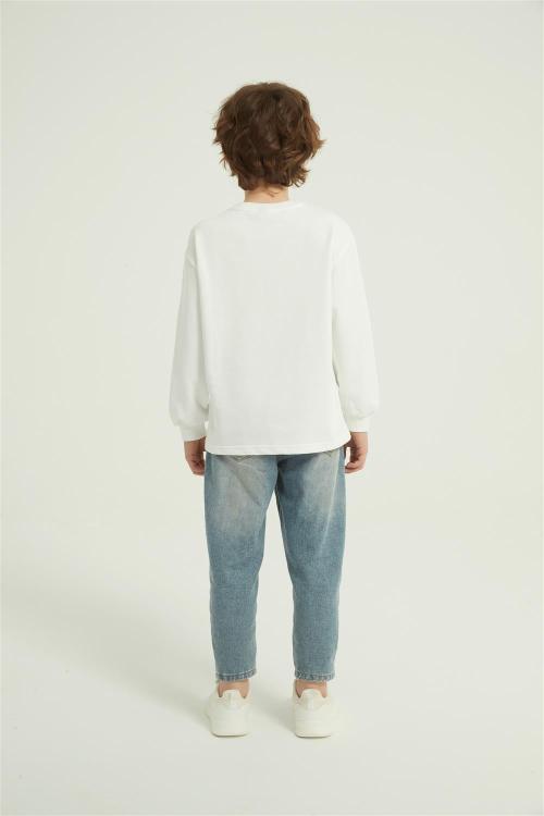 Custom Boys Letter Graphic Print Round Neck Sweatshirt Fall Spring Pullover Tops