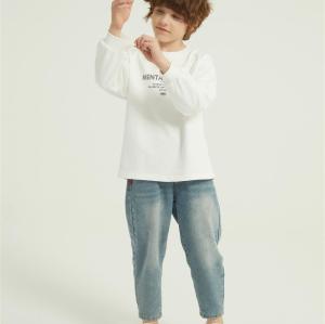 Custom Boys Letter Graphic Print Round Neck Sweatshirt Fall Spring Pullover Tops