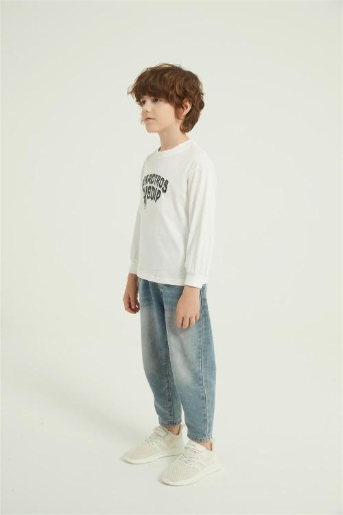 OEM Boys Letter Graphic Print Round Neck Sweatshirt Fall Spring Pullover Tops From China