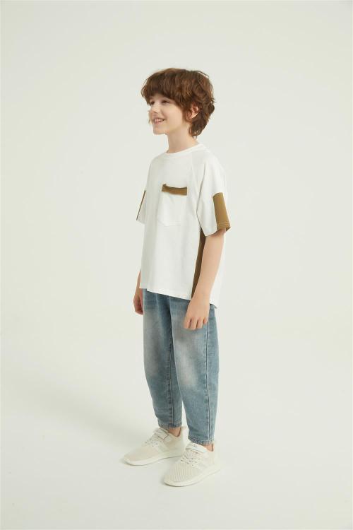 Custom Boy's Color Block T Shirt with pocket | Short Sleeve Summer Tees  T-shirts