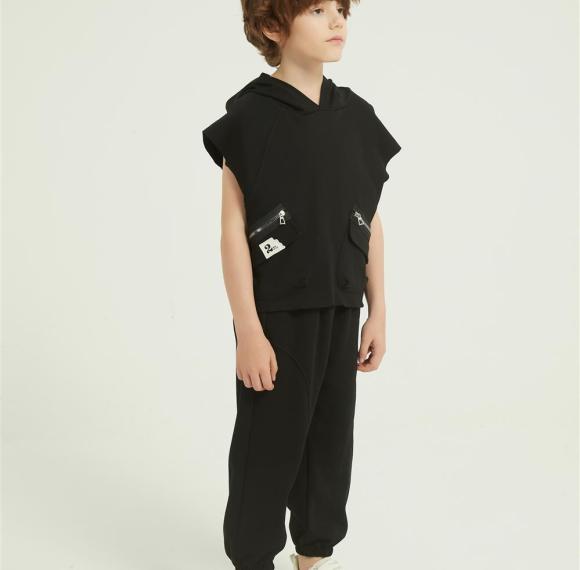 Custom Kids Boys Summer 2PCS Outfits | Elastic Sports long Pant Set From Chinese Factory