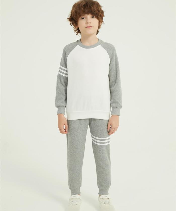 Custom Boy's Color Block T Shirt 2PCS | OEM Outfits Crewneck long Pant Set