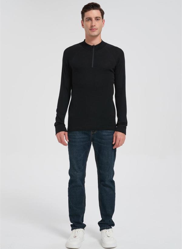 Wholesale Men's Half-zip Merino Hoodie | Casual Tight-fitting Hoddie Suppiler