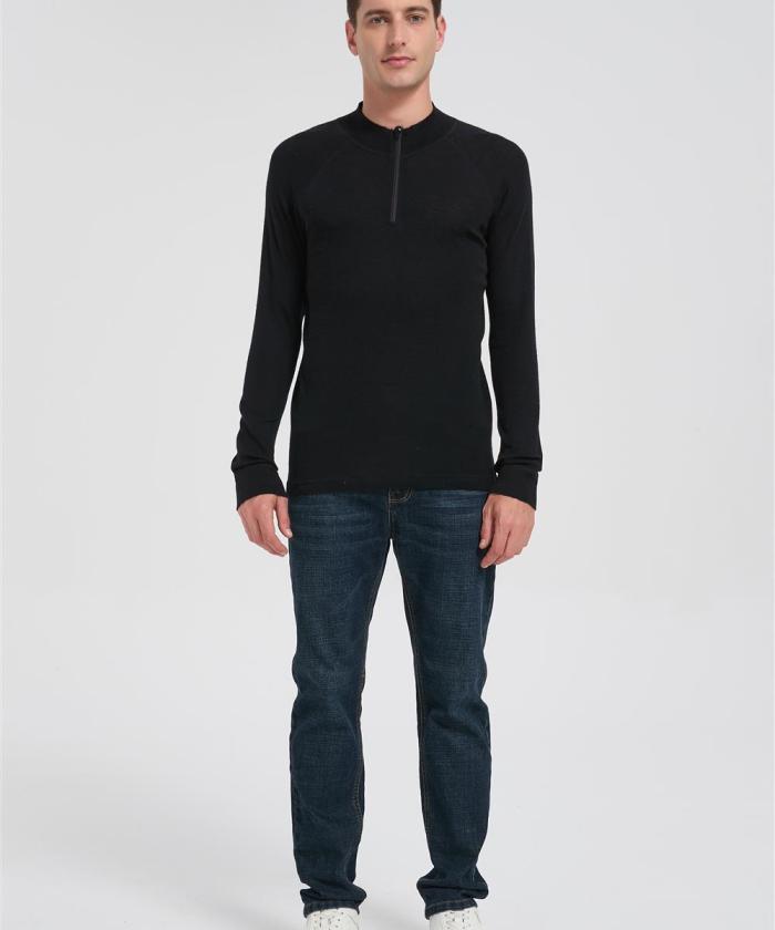 Wholesale Men's Half-zip Merino Hoodie | Casual Tight-fitting Hoddie Suppiler