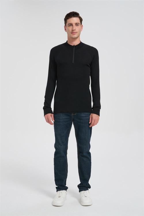 Wholesale Men's Half-zip Merino Hoodie | Casual Tight-fitting Hoddie Suppiler