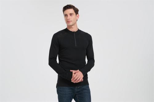 Wholesale Men's Half-zip Merino Hoodie | Casual Tight-fitting Hoddie Suppiler