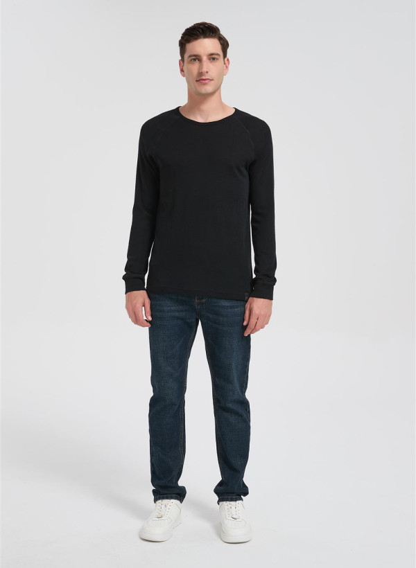 Custom Men's Merino Round-neck T-shirt | Long Sleeve Merino Running T-shirt Suppiler