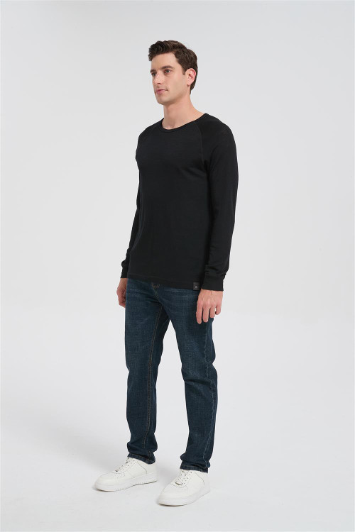 Custom Men's Merino Round-neck T-shirt | Long Sleeve Merino Running T-shirt Suppiler