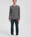Wholesale Men's Merino Wool Casual Henley Shirt | Heather Gray Long Sleeve T-shirt Manufacturer