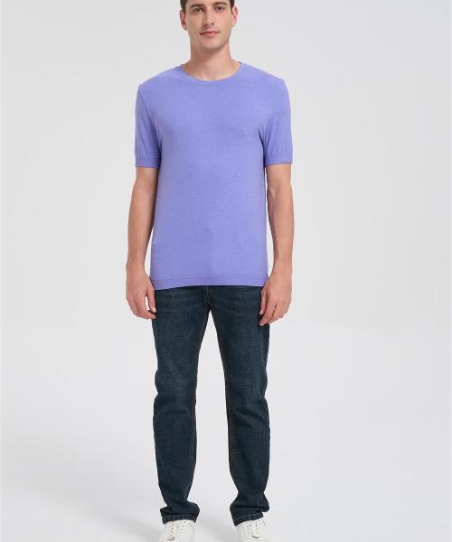 Custom Men's Merino Crew Neck Seamless T-shirt | Wholesale Men's Merino Wool Short Sleeve T-shirt