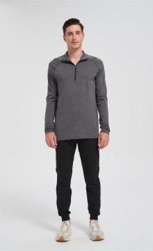 Wholesale Men's Merino Base Layer Shirt | Half-zipper Antibacterial Merino Shirt From China