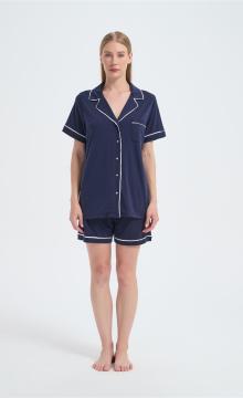 Custom Women's Merino Pajamas | OEM Short Sleeve Merino Wool Top And Bottom Set