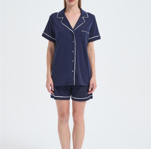 Custom Women's Merino Pajamas | OEM Short Sleeve Merino Wool Top And Bottom Set