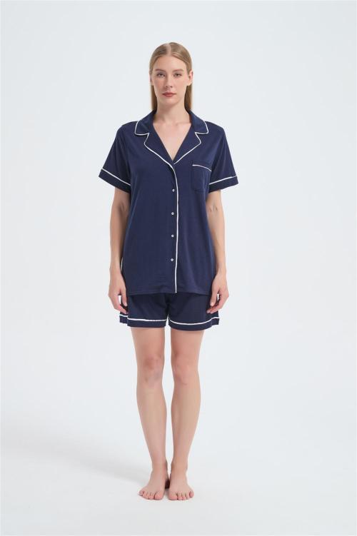 Custom Women's Merino Pajamas | OEM Short Sleeve Merino Wool Top And Bottom Set