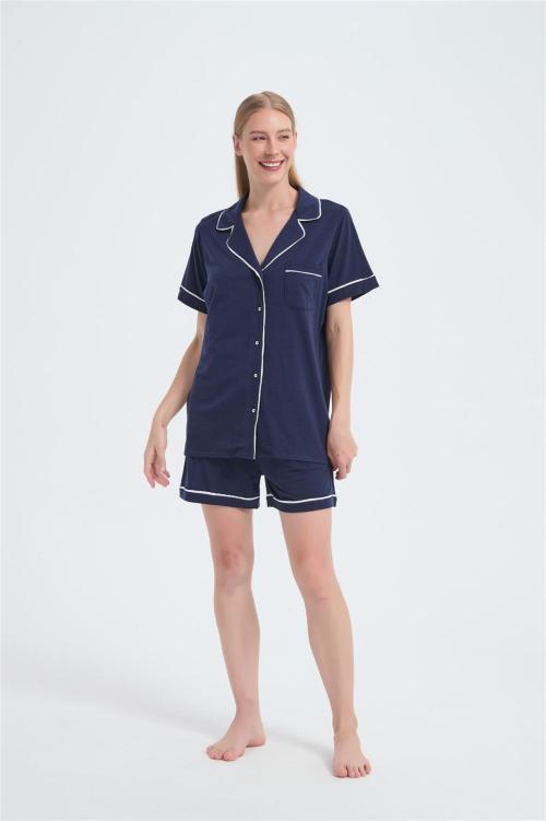 Custom Women's Merino Pajamas | OEM Short Sleeve Merino Wool Top And Bottom Set