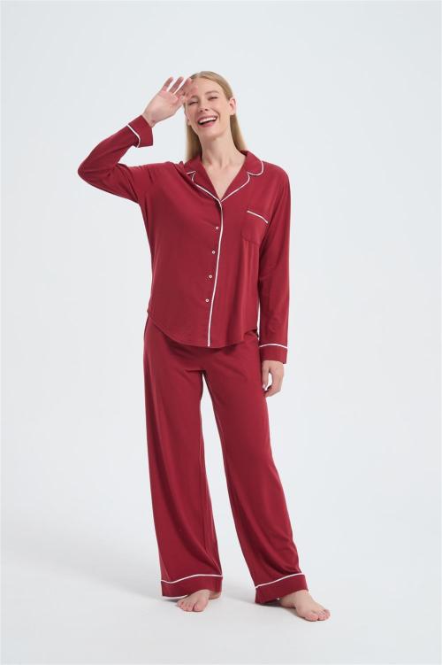 Custom Women's Merino Pajamas | Wholesale Long Sleeve Merino Wool Top And Bottom Set