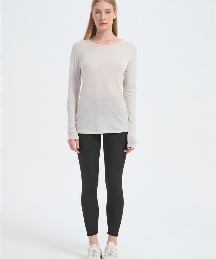 Custom Women's Merino Crew Neck Base Layers | Merino Wool Long Sleeve T-shirt Manufacturer