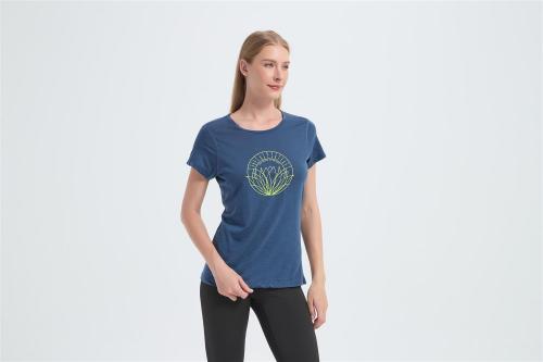 Custom Women's Merino Printed Crew Neck T-shirt From China