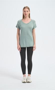 Custom Women's Merino V-Neck T-shirt From Chinese Factory