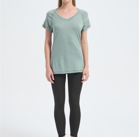 Custom Women's Merino V-Neck T-shirt From Chinese Factory