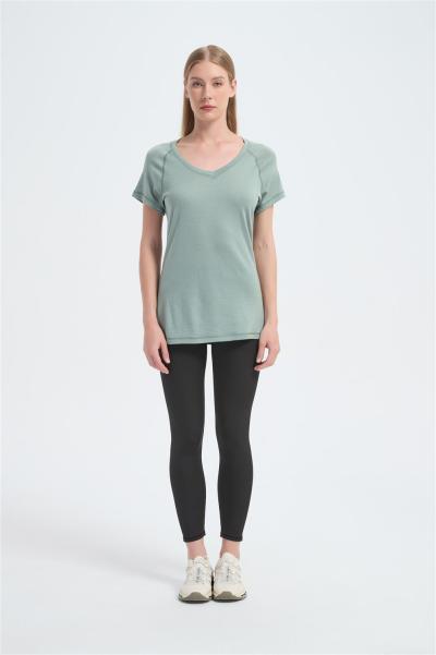 Custom Women's Merino V-Neck T-shirt From Chinese Factory