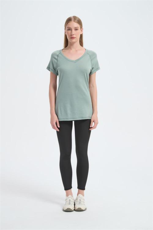 Custom Women's Merino V-Neck T-shirt From Chinese Factory