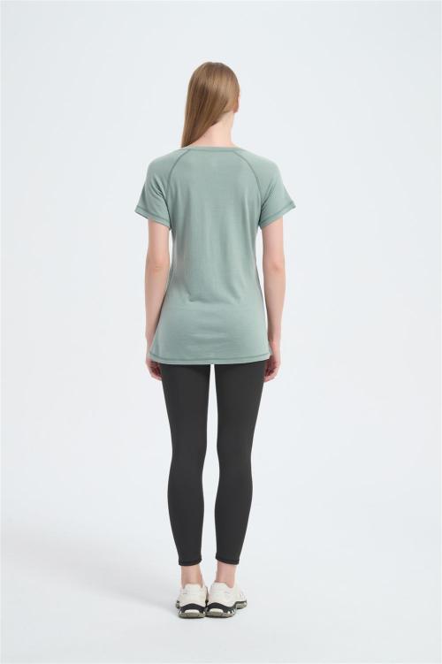 Custom Women's Merino V-Neck T-shirt From Chinese Factory