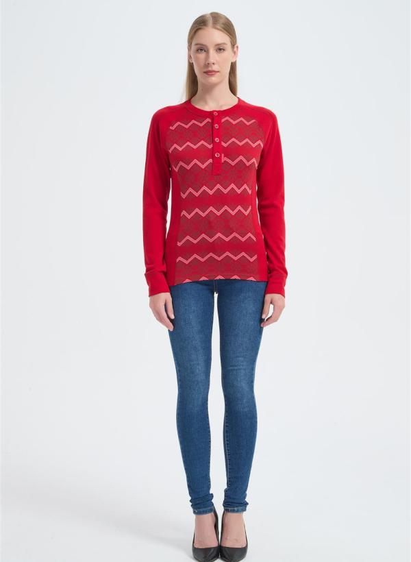 Custom Women's Merino Hoddie | Long Sleeve Merino Wool Jacquard Tops