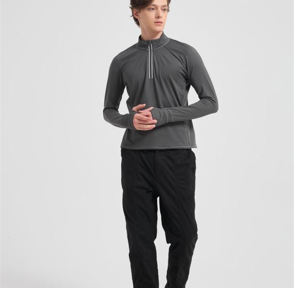 Wholesale 100% Merino Wool Base Layer Men's Breathable Hiking Running Long Sleeve Shirt