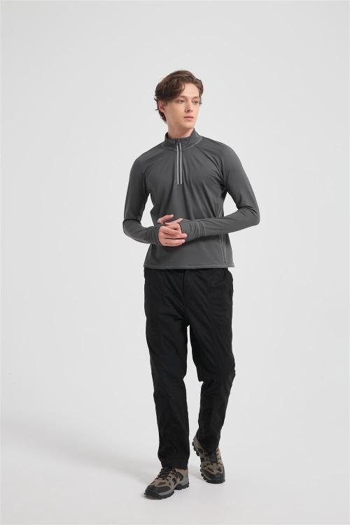 Wholesale 100% Merino Wool Base Layer Men's Breathable Hiking Running Long Sleeve Shirt