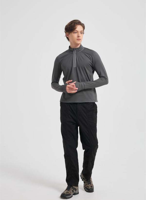 Wholesale 100% Merino Wool Base Layer Men's Breathable Hiking Running Long Sleeve Shirt
