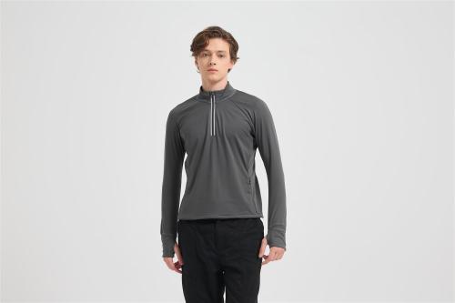 Wholesale 100% Merino Wool Base Layer Men's Breathable Hiking Running Long Sleeve Shirt
