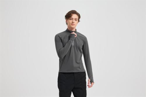Wholesale 100% Merino Wool Base Layer Men's Breathable Hiking Running Long Sleeve Shirt