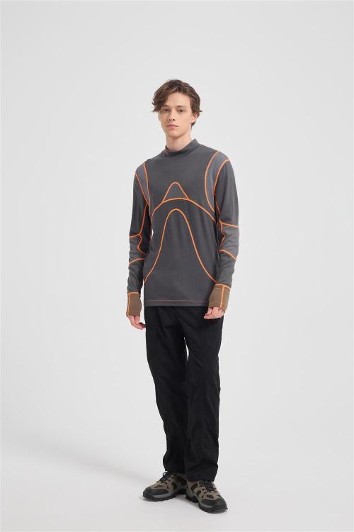 Custom Men's Merino Wool Long Sleeve Shirt - Midweight Crew Neck Top for Hiking, Running, Travel & All-Season Comfort