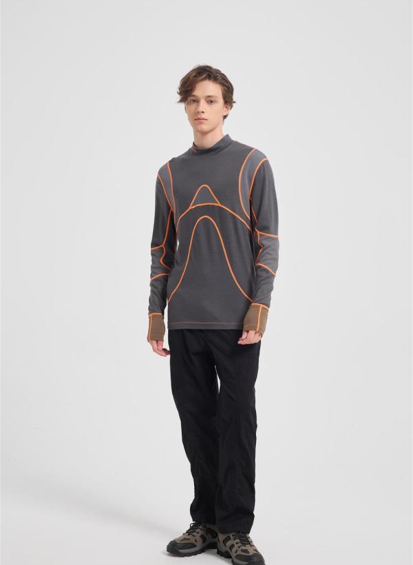 Custom Men's Merino Wool Long Sleeve Shirt - Midweight Crew Neck Top for Hiking, Running, Travel & All-Season Comfort