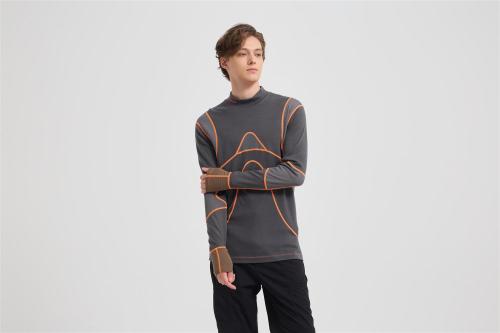 Custom Men's Merino Wool Long Sleeve Shirt - Midweight Crew Neck Top for Hiking, Running, Travel & All-Season Comfort