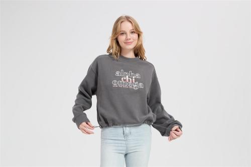 Wholesale Merino Wool Knit Sweatshirt with Drawstring Hem & 3D Toothbrush Embroidery