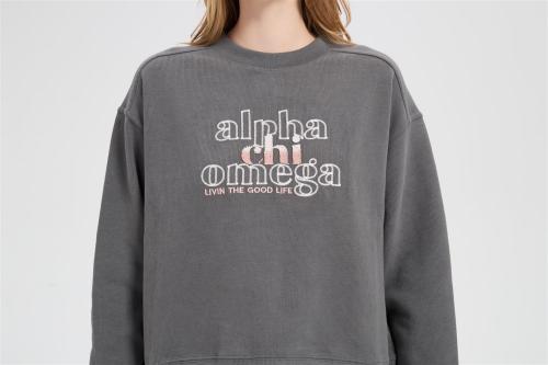 Wholesale Merino Wool Knit Sweatshirt with Drawstring Hem & 3D Toothbrush Embroidery