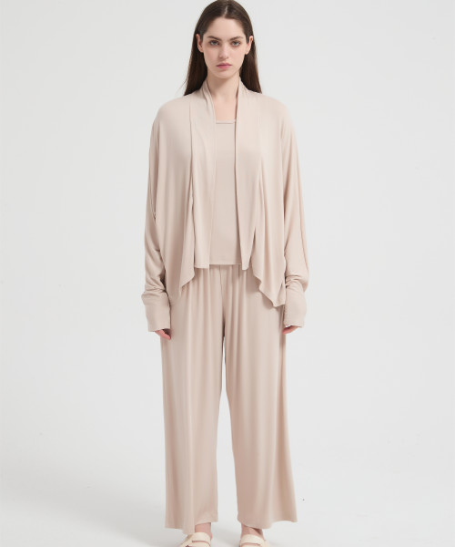 Custom Merino Wool Blend 3-Piece Sleepwear Set for Women