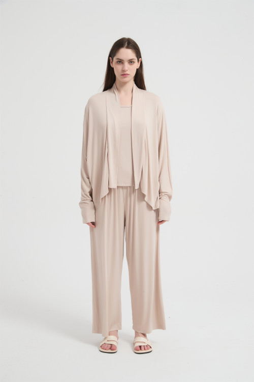 Custom Merino Wool Blend 3-Piece Sleepwear Set for Women