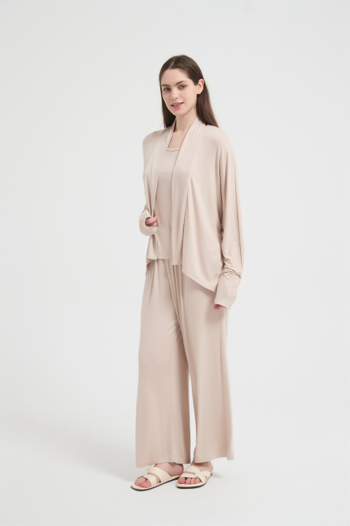 Custom Merino Wool Blend 3-Piece Sleepwear Set for Women