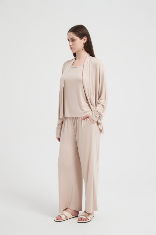 Custom Merino Wool Blend 3-Piece Sleepwear Set for Women