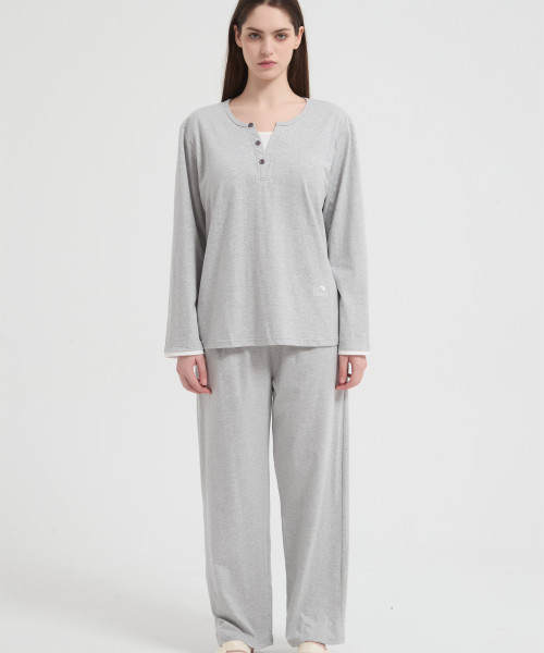 Women's Merino Wool Blend Fabric Sleepwear | Pullover & Pants